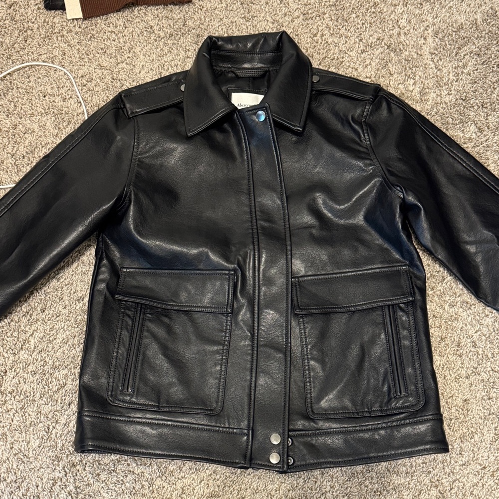 Abercrombie & Fitch Black Faux Leather Jacket